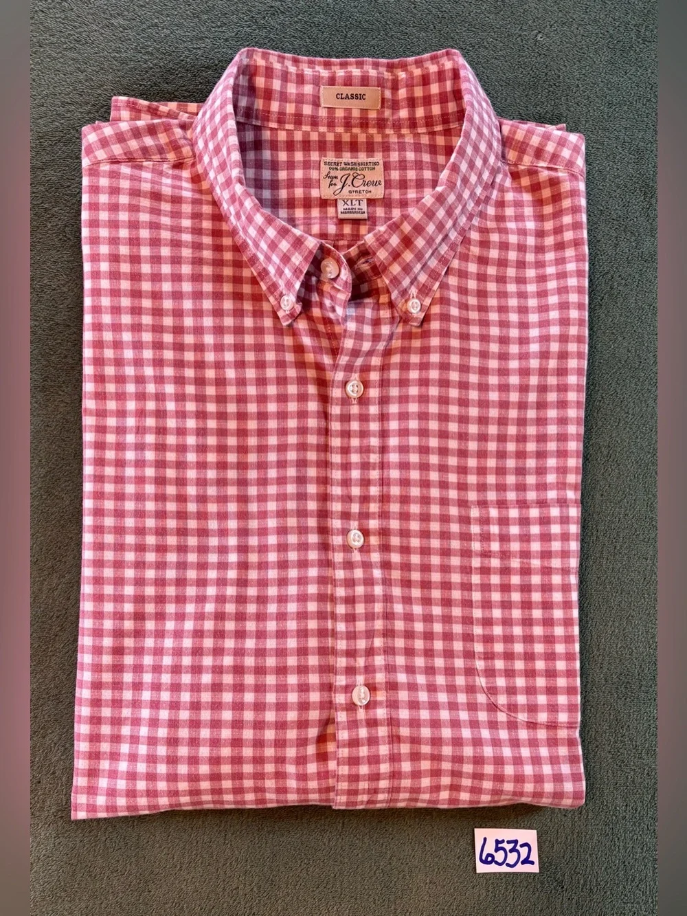 J. Crew Red Gingham Button-Down Shirt, Size: XLT (6532)
